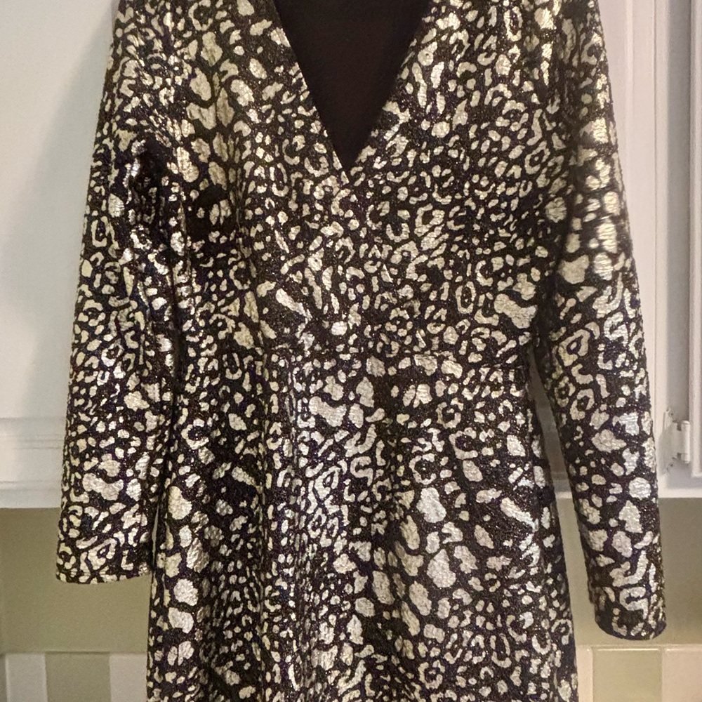 Lulu's Black and Silver Long Sleeve Dress